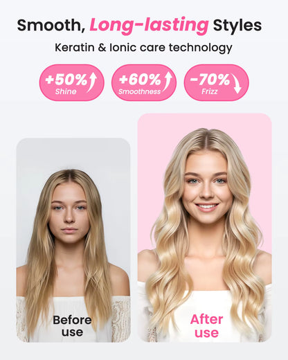 Dual Voltage Ionic Thermal Brush for Curling and Straightening 6 Temperature Settings & LED Digital Display Hot Air Styler